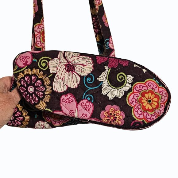 Vera Bradley Libby Purse Shoulder Tote Bag in Mod Floral Pink Brown 2007 Retired - Picture 6 of 12